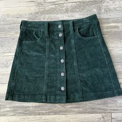 American Eagle high waisted a-line green corduroy mini skirt womens size 4