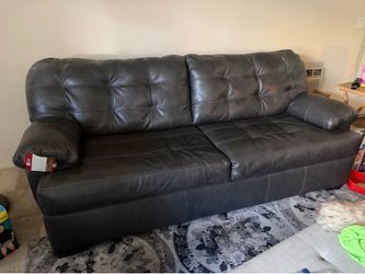 Gray genuine leather couch