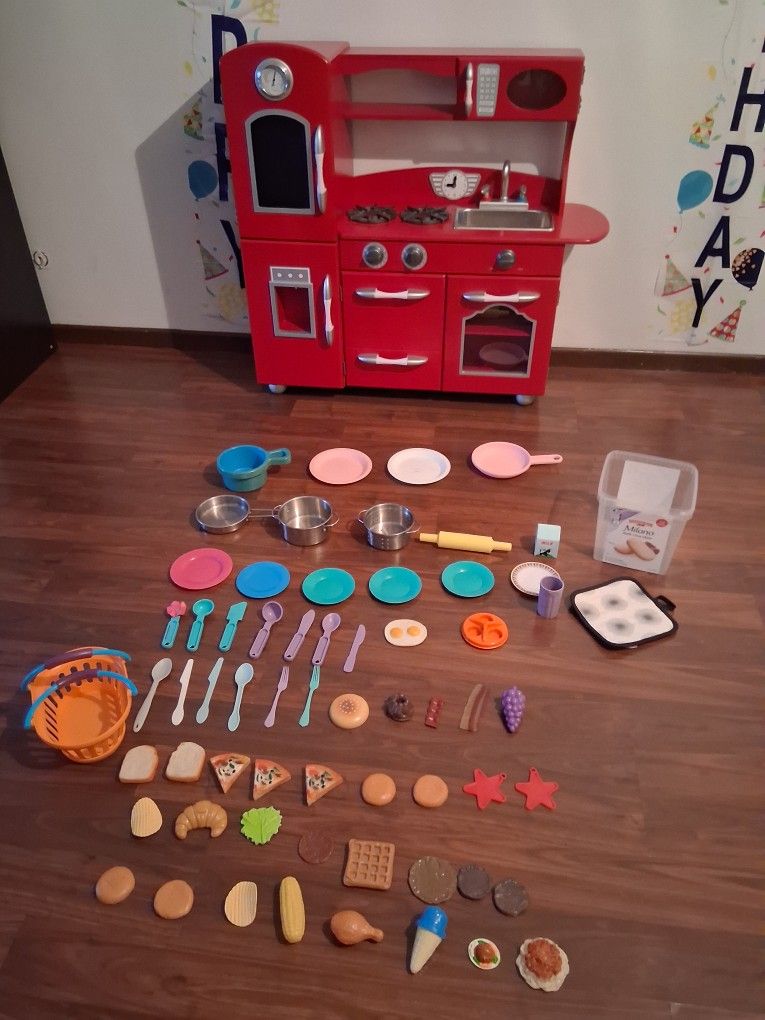Wooden Toy Kitchen With Accessories