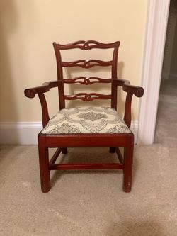 Miniature doll chair - Chippendale style ribbon-back / ladderback armchair