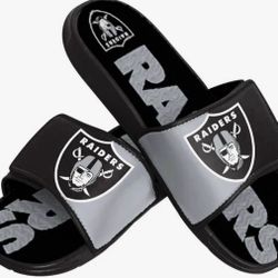New FOCO Las Vegas Raiders Colorblock Big Logo Gel Slides size 11-12