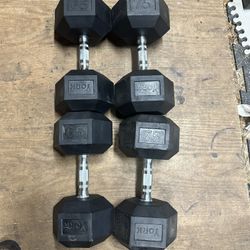 York - 75lb & 65lb Dumbells 