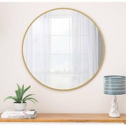 36 in. W x 36 in. H Rectangle Modern Metal Framed Gold Mirror Round Bathroom Mirror Decor Wall Mirror Circle Mirror
