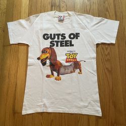 Vintage 90s Walt Disney TOY STORY GUTS OF STEEL SLINKY DOG T-Shirt MEDIUM - USA