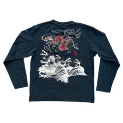 Karakuri Tamashii Dragon Embroidered Long Sleeve Shirt Size XL