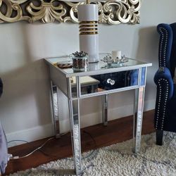 Silver Mirrored Side Tables - nightstands - 2 Tables