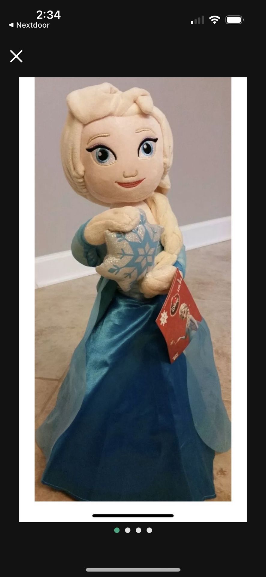 Elsa Doll Greeter Disney Frozen Princess 21” Plush —New
