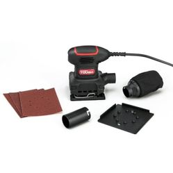 2 Amp Corded 1/4 Sheet Palm Sander with Dust Bag, Vacuum Hose Adapter, Punch Plate & 3 Sanding Sheets (60, 80 & 120 Grit) 