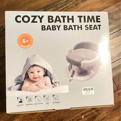 Baby Bath Seat for Babies: Non-Slip Infant Bathtub Chair with Suction Cups, Ideal for Sitting Up, Easy to Clean, Stable Design, Grey (6-24 Months)  Br