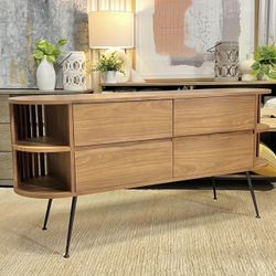 MCM Storage Free Delivery Brand New Solid Walnut Display Cabinet Buffet Sideboard Credenza TV Entertainment Stand (75% Off) Interior Designer Sale!