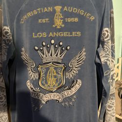 Vintage Christian Audiger Velour Zip Up Sweater
