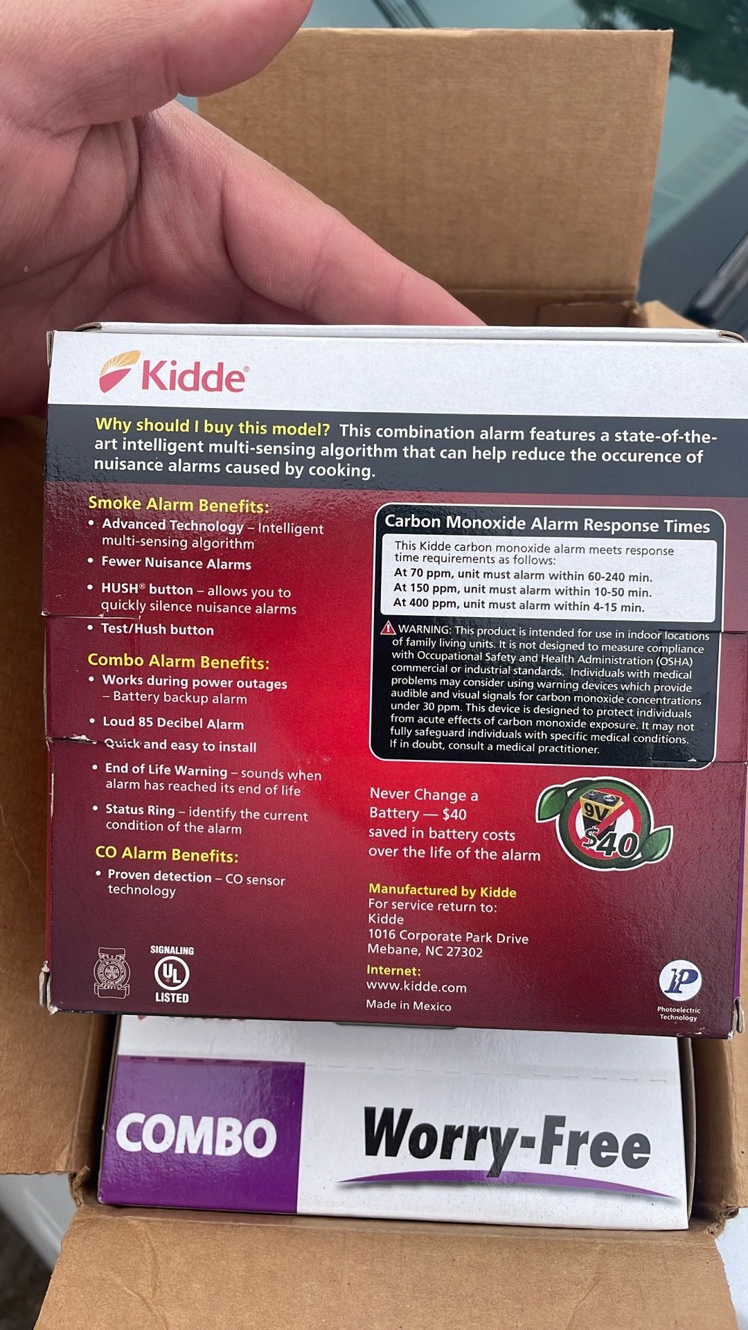 Kidde combo smoke alarm