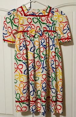 Girls Size 6 Lillibet Dress – Colorful Bow Pattern, Like New