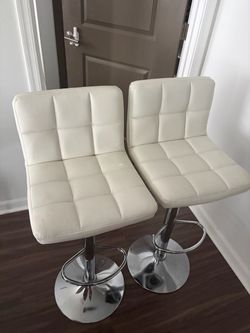White Faux Leather Bar Stools Set of 2