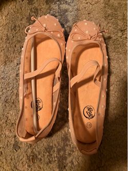 Pink and White beaded Ballet Flats
