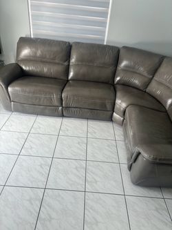 Gray Leather Sectional Sofa