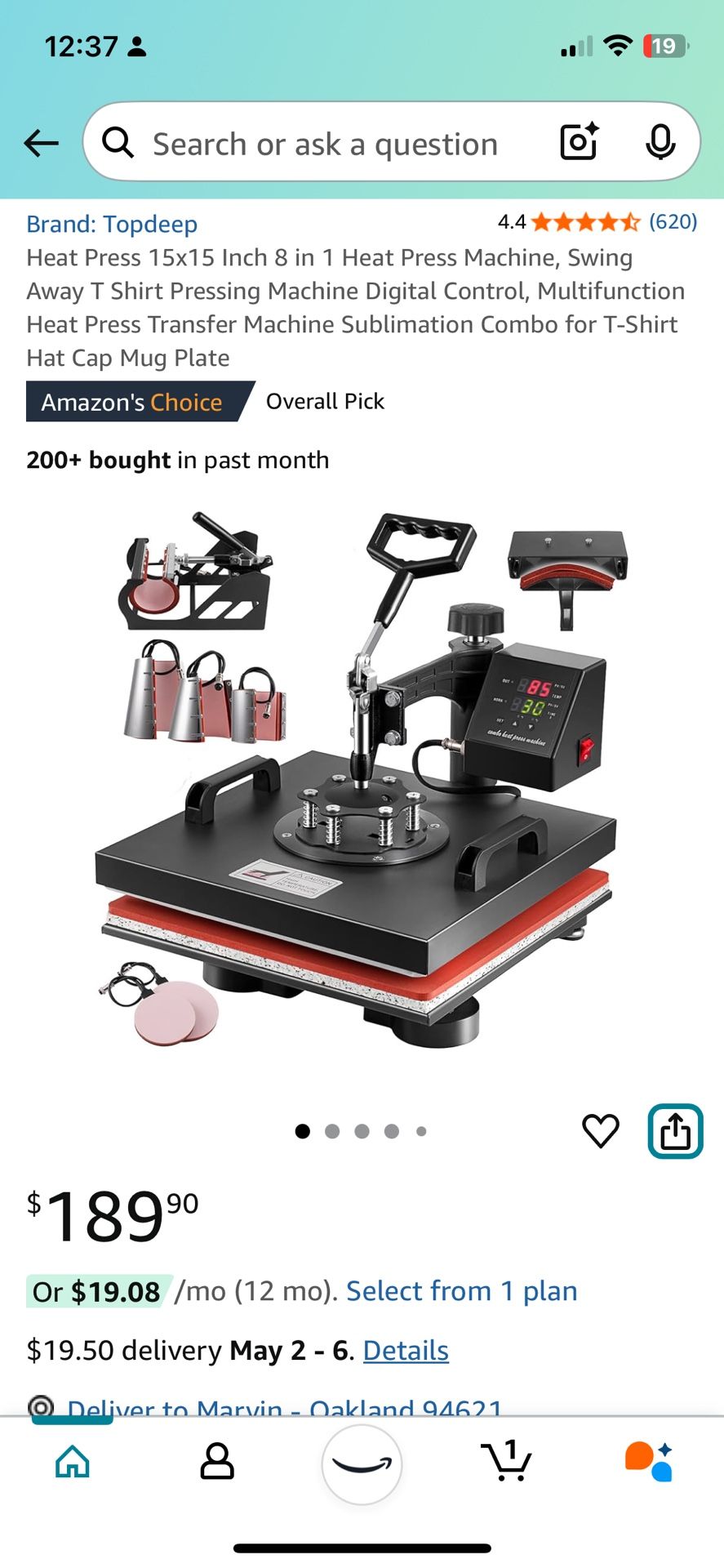 Heat Press 15x15 Inch 8 in 1 Heat Press Machine, Swing Away T Shirt Pressing Machine Digital Control, Multifunction Heat Press Transfer Machine Sublim
