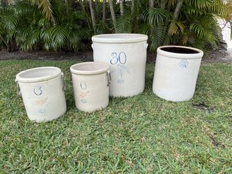 Planter Antique Stoneware Clay Crock Pot Red Wing 