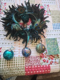 Wreath Peacock With Glass Ornaments