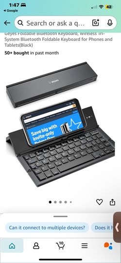 Geyes Foldable Bluetooth Keyboard, Wireless Tri-System Bluetooth Foldable Keyboard for Phones and Tablets(Black)