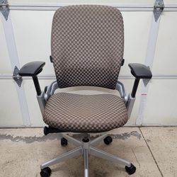 Steelcase Leap V2 Ergonomic Computer Desk Office Chair Fully Loaded, Brown/Silver