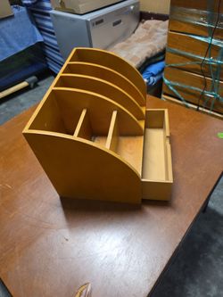 Wooden Desktop Organizer with Drawer