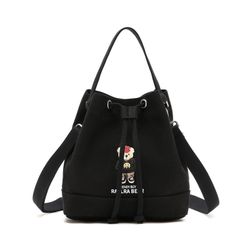 RAELRA BEAR Women Bucket Bag Drawstring Mini Casual Crossbody Bag Fashion Shoulder Purse Top Handle Tote Handbag - Black