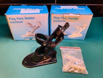 Set of 2 aluminum alloy flag pole holders. NEW IN BOX!