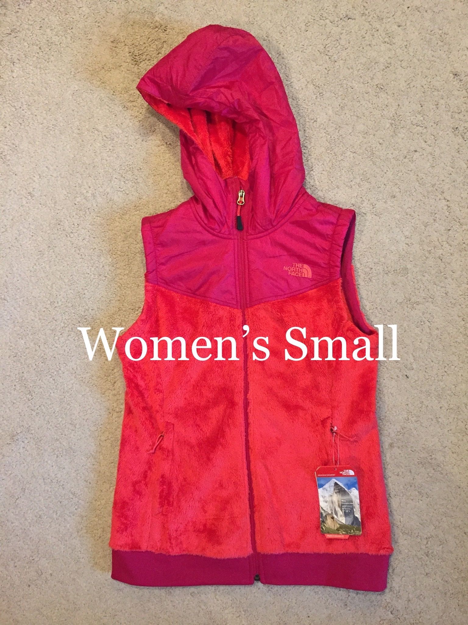 NORTH FACE / SOFT Fuzzy RETRO Vest Fleece Sweatshirt Jacket Coat / Women’s Small (S) / Brand New w/ Tags!! / Pink Grapefruit