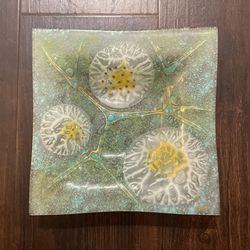 Vintage Higgins Glass Thistledown Square Dish