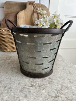 Galvanized metal olive bucket $10