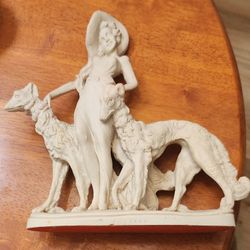 Art Deco Style - Woman with 2 Borzoi