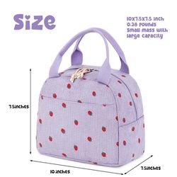 TWO Bags Pink Clear Bag Purple Corduroy Strawberry Print Insulated Bag