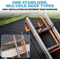 2-in-1 Heavy Duty Ladder Stabilizer with Roof Hooks, 500 LBS Steel