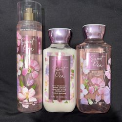 Bath & Body Works Sweet Pea 3-Piece Set (Mist, Lotion & Body Wash) – NEW