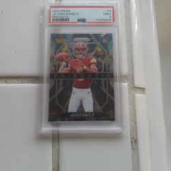 2024 ROOKIE OF THE YEAR JAYDEN DANIELS PRIZM PRIZMATIC PSA 9 ROOKIE NFL TRADING CARD