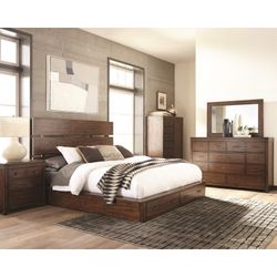 Dark Cocoa 4 Piece Platform Bedroom Set with Storage (NO CREDIT CHECK FINANCING)