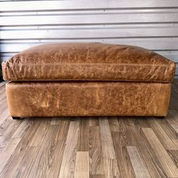 Authentic RH English Classic Leather Ottoman⚡️