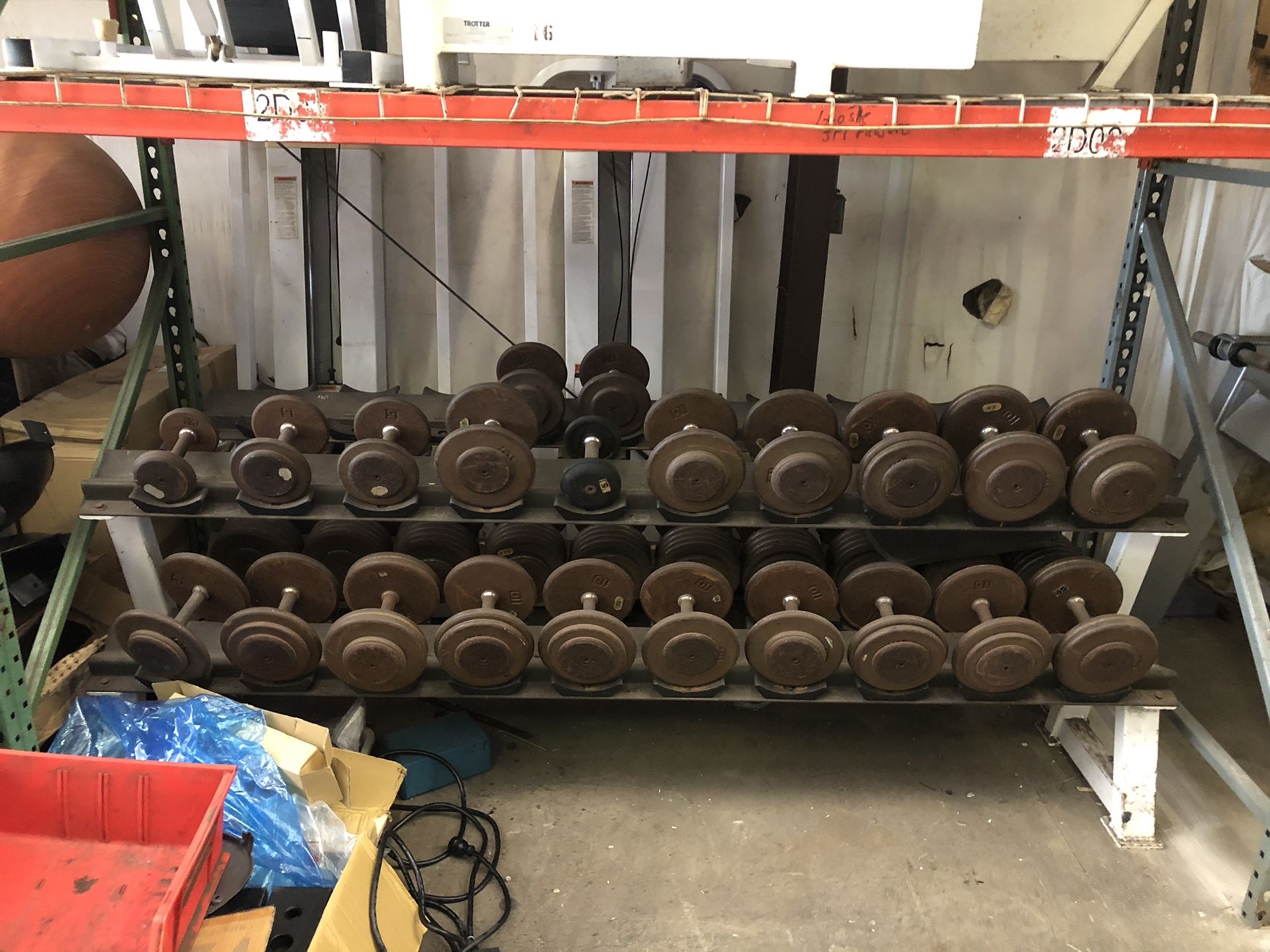 Dumbbells - set 5-100lb - Complete and ready to use - also have the racks for an additional cost - but will sell as a set.