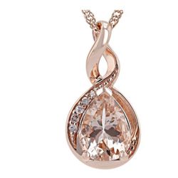 NWT- JTV CLG181 Peach Morganite 10k Rose Gold Pendant with Chain