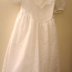 Girls White Lace Full Length Bonnie Jean Dress Size 8 Special Occasion