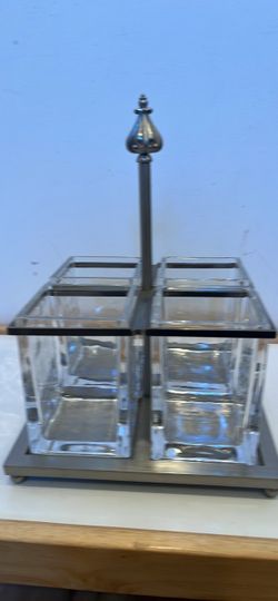 Astoria Flatware Caddy by Southern Living at Home. Stainless steel frame with glass retired- mint