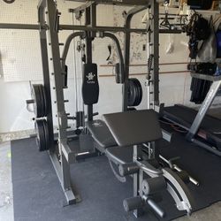 Vesta Fitness Smith Machine 2001 w/Bench Attachment | 230lb Bumpers Weights | 7ft Olympic Bar | Fitness | Gym Equipment | FREE DELIVERY 🚚 