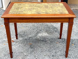 Vintage Walnut Side Table With Tile Insert top- Poss. Danish
