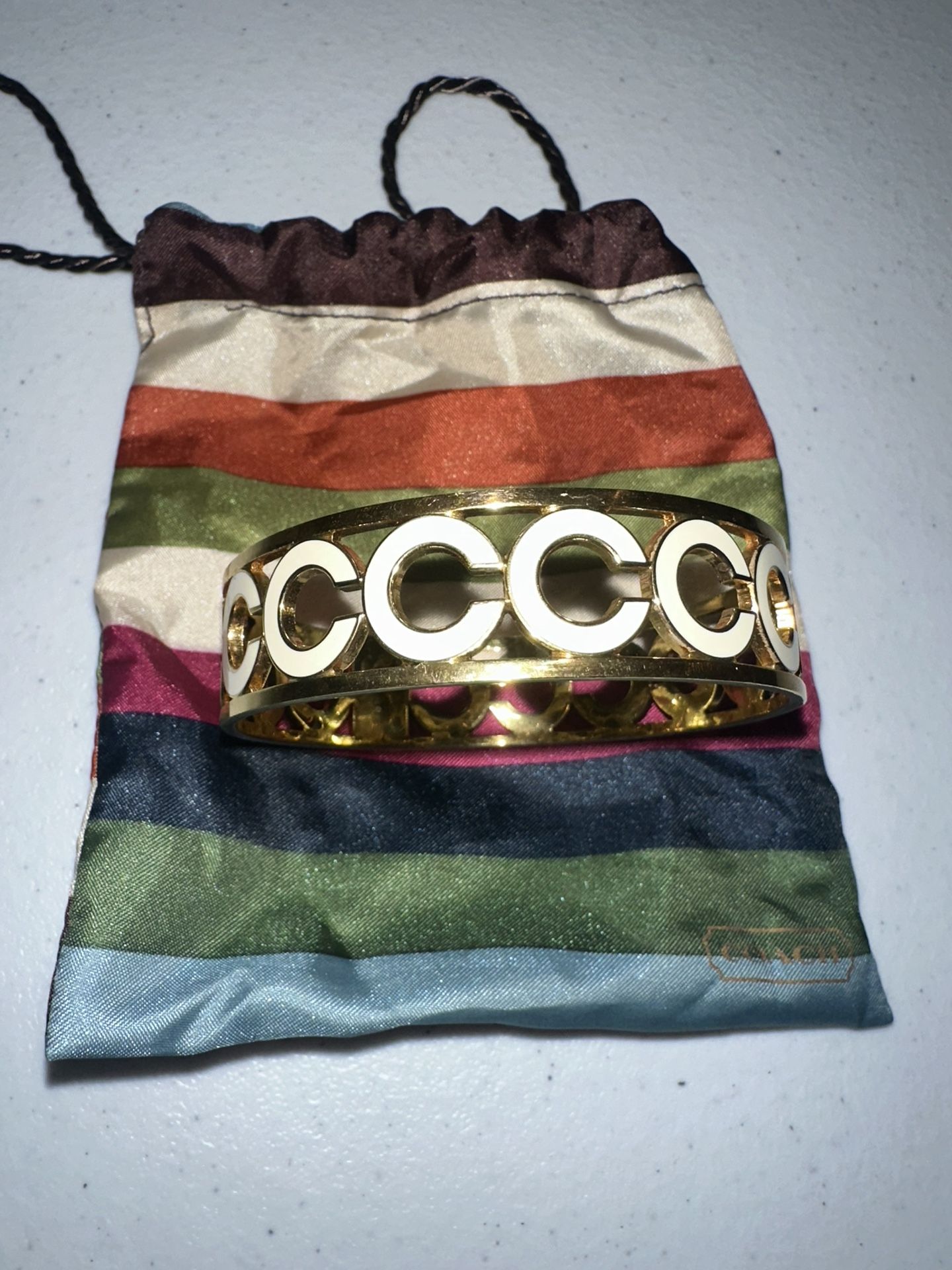 Coach Gold and White C Bracelet