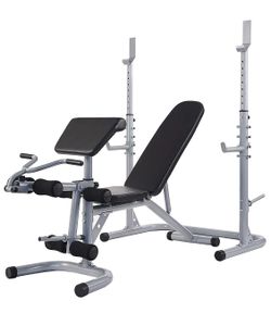 🔥BRAND NEW Multifunctional Workout Station Preacher Curl Adjustable Bench With Squat Rack