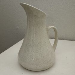 Vintage MCM Cottage Ceramic Speckled Water Pottery Pitcher Vase 