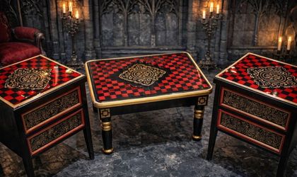 Gothic Hand-Painted 3-Piece Table Set – Custom Art Furniture 🖤  $2,995 OBO