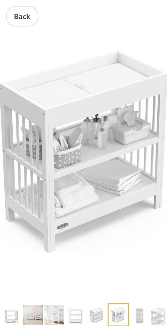 Graco Teddi Changing Table with Water-Resistant Changing Pad (White)