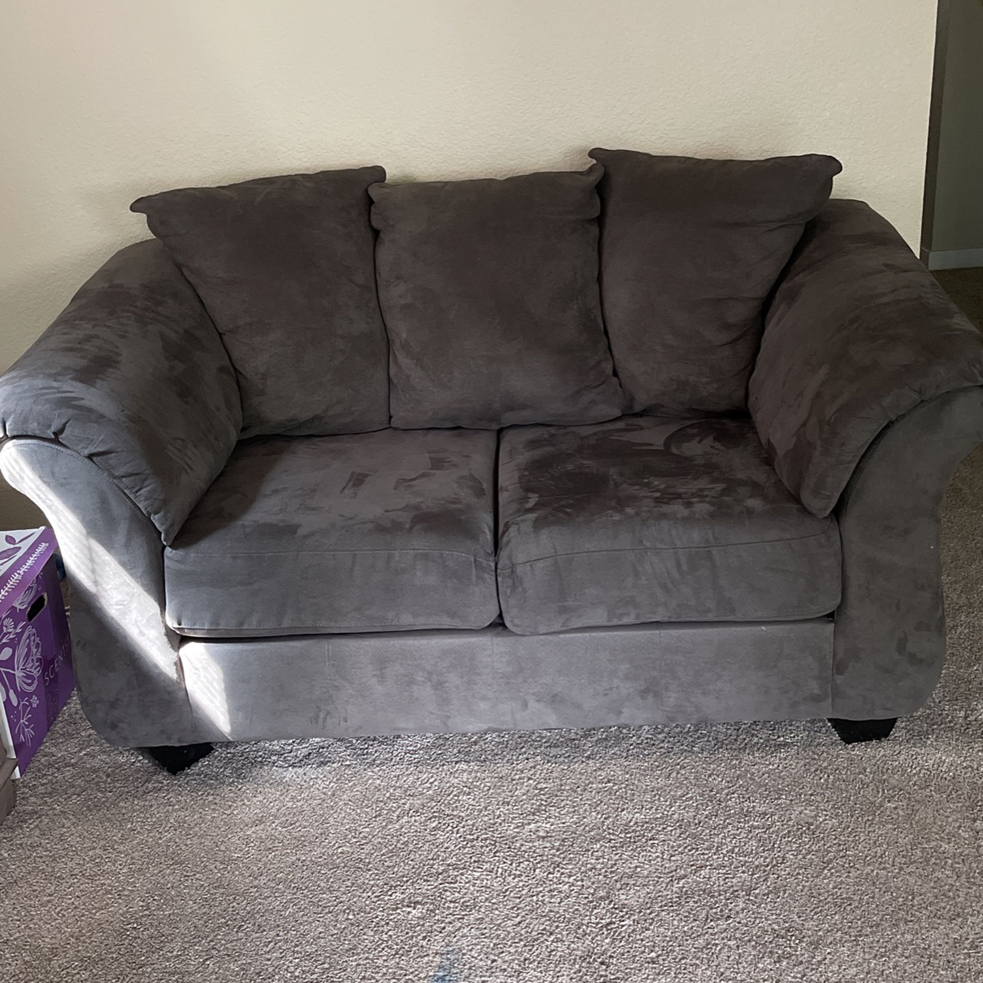Grey Couches. Love seat and sofa